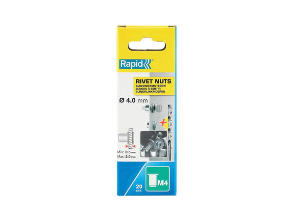 Rapid blindklinkmoeren M4 20 stuks + boor