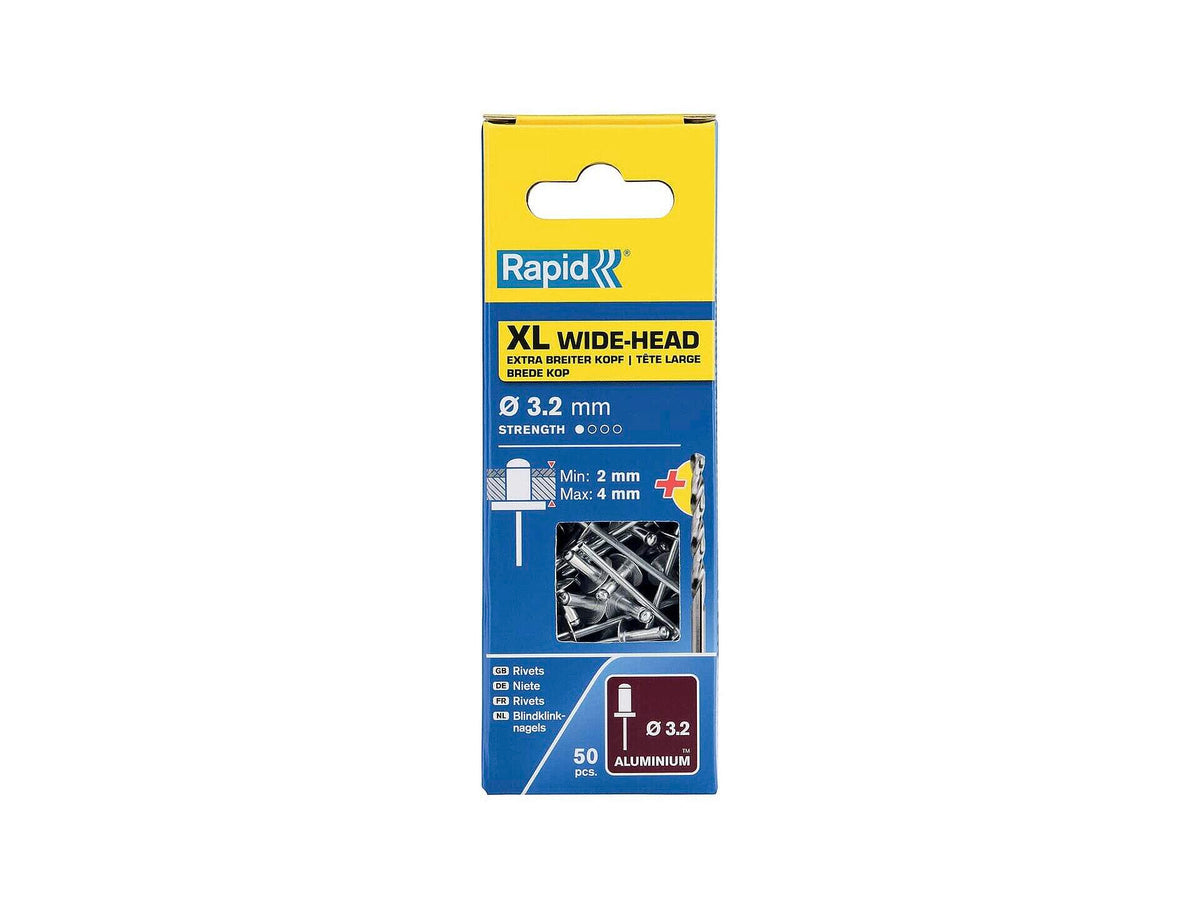 Rapid blindklinknagels XL 3,2x8 mm 50 stuks + boor