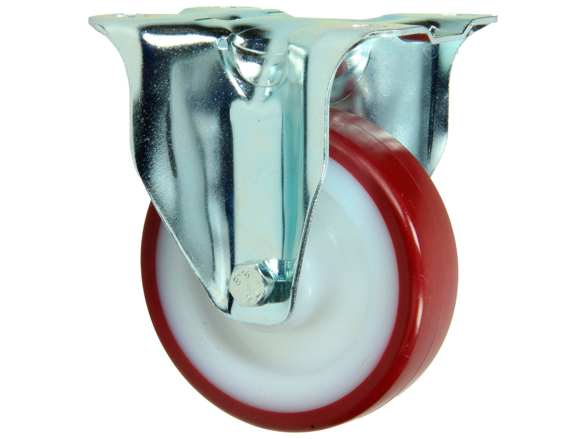 Mack bokwiel 100mm met polyurethaan loopvlak rood