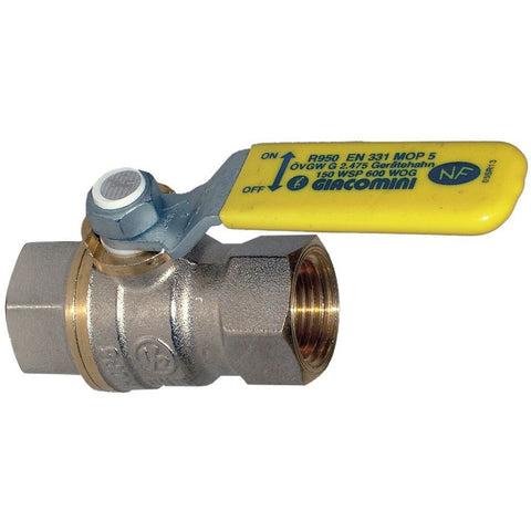 Bolkraan+hendel vloeibaar gas 1/4"F