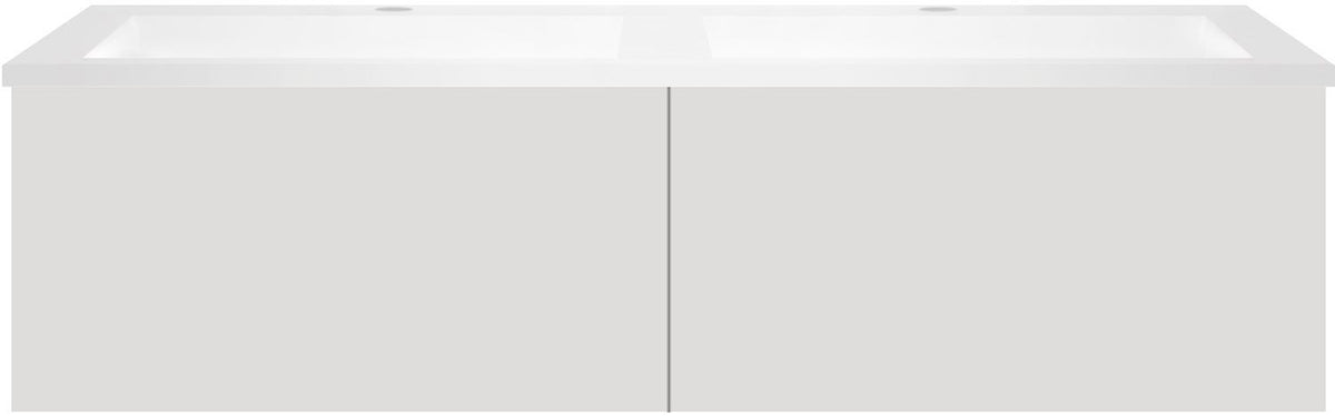ONDERBOUW COFFEE 2 LADE 120 FLUWEEL GRIJS MAT+DUBBELE WASTAFEL KUNSTMARMER MAT WIT