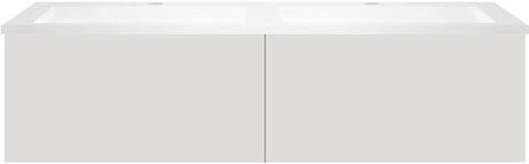 Onderbouw Coffee 2 lade 120 fluweel grijs mat+dubbele wastafel kunstmarmer mat wit, badkamermeubelen — SKU DESCO-192059