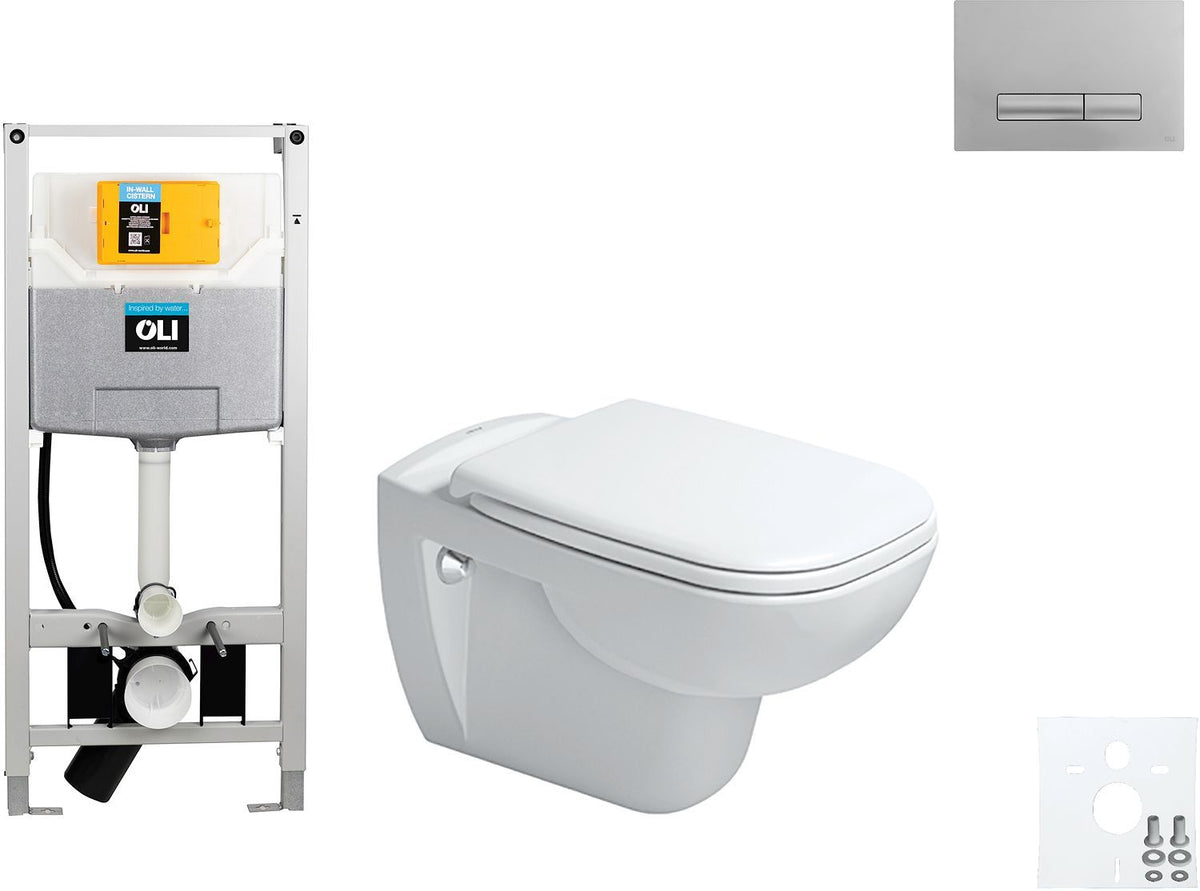 Wallfix OLI hangwc D-code DURAVIT code soft-close glam mat chroom, wc-inbouwframes — SKU DESCO-702266