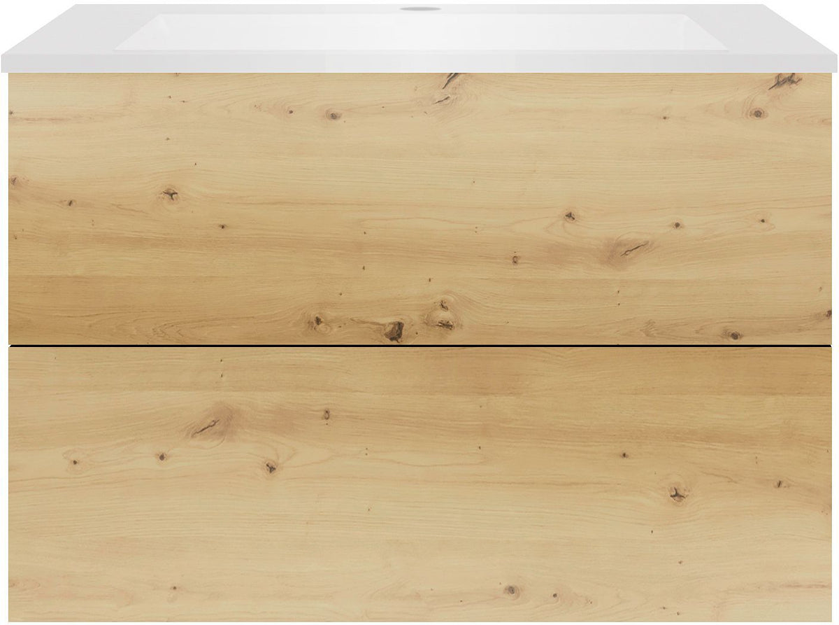 Onderbouw COFFEE 2 lades 90 eiken urban+wastafel kunstmarmer mat wit