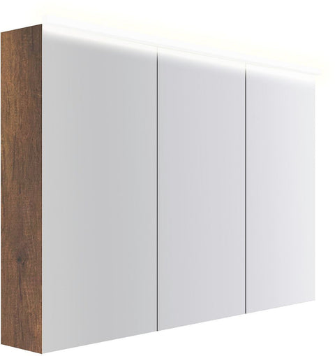 Spiegelkast COFFEE 3 deuren 1200MM 4250K eik Decor roest, badkamermeubelen — SKU DESCO-193089