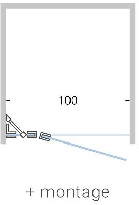 Draaideur+vast deel nis close tot 100CM H200CM helder-chroom met montage