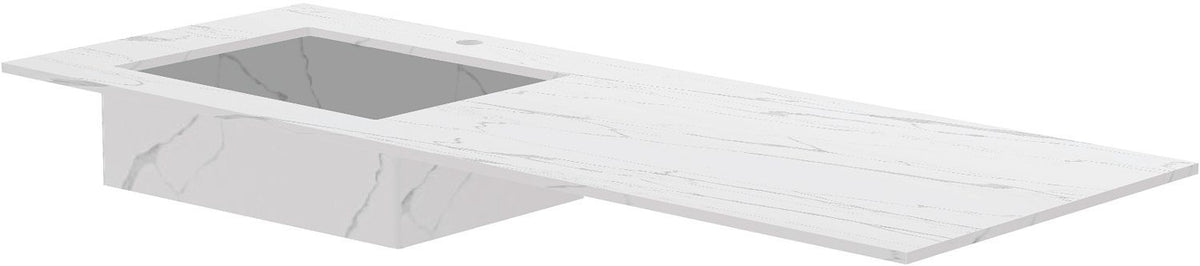 TABLET KERAMISCH MARMER PURO LAVABO S LINKS B140 H1,2 +KRAANGAT WHITE CALACATTA