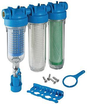 Triplex top RAIN filter zeef- +fijn- +actieve kool filter voor regen- en putwater durlem kit
