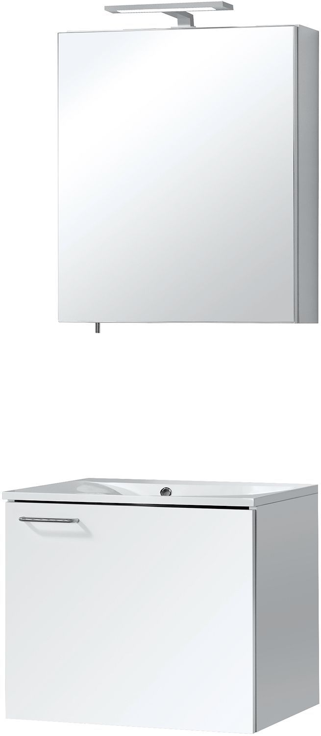 Meubel bizzy 60/60 met spiegelkast 60 met verlichting wit