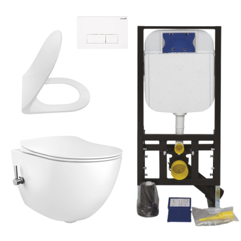 Creavit Hang-wc set wit randloos met bidet softclose wc-zitting en 3/6 L inbouwelement inbouwreservoir keramiek, wc-packs — SKU MB-19400-22927, EAN 5404029122227