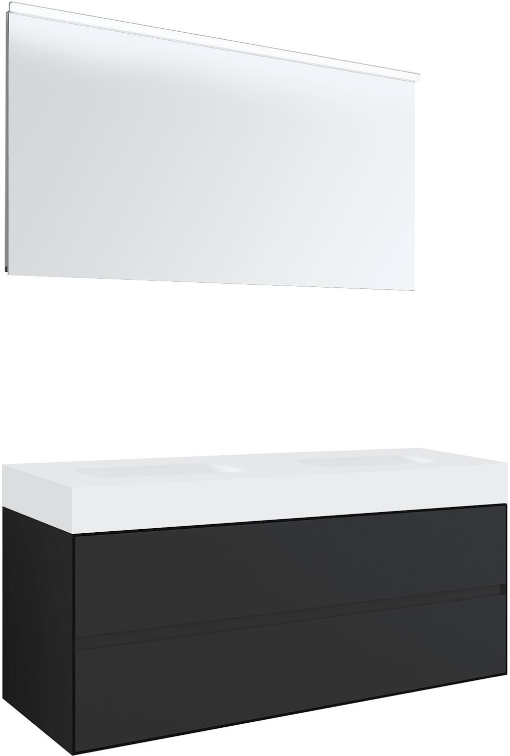 MEUBEL 2LADES VOOR TABLET PURO 2 LAVABOS TENSO 140CM GRIJS MET SPIEGEL