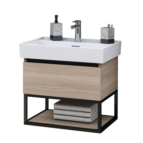 BELVIT badkamermeubelset met wastafel 60 cm & onderkast 55 cm notenhoutlook met metalen frame — SKU MB-19698-23225, EAN 5404029125198