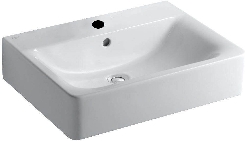 Lavabo connect is 60CM +1 kraangat wit, wastafels — SKU DESCO-137676