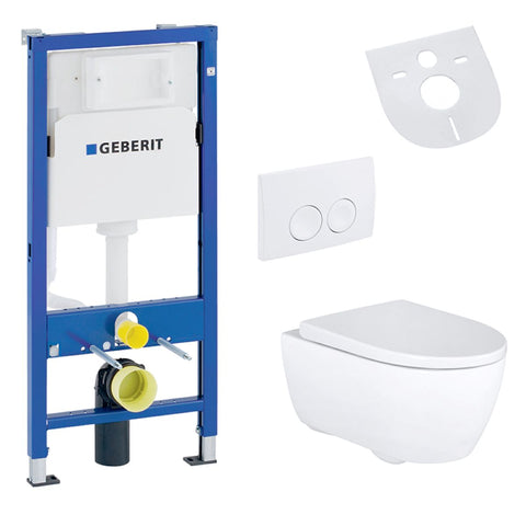 Geberit iCon wc-compleetset Rimfree hang-wc met UP100 inbouwelement, bedieningsplaat en geluidsisolatie, wc-packs — SKU MB-27620-31153, EAN 5404029132004