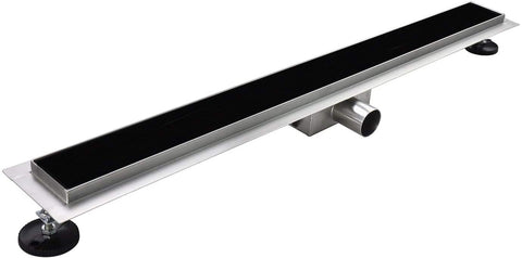 Roestvrijstalen douchegoot vloerafvoer afvoergoot doucheafvoer zwart glas 100cm, douchegoten — SKU MB-16494-20021, EAN 5404029100164