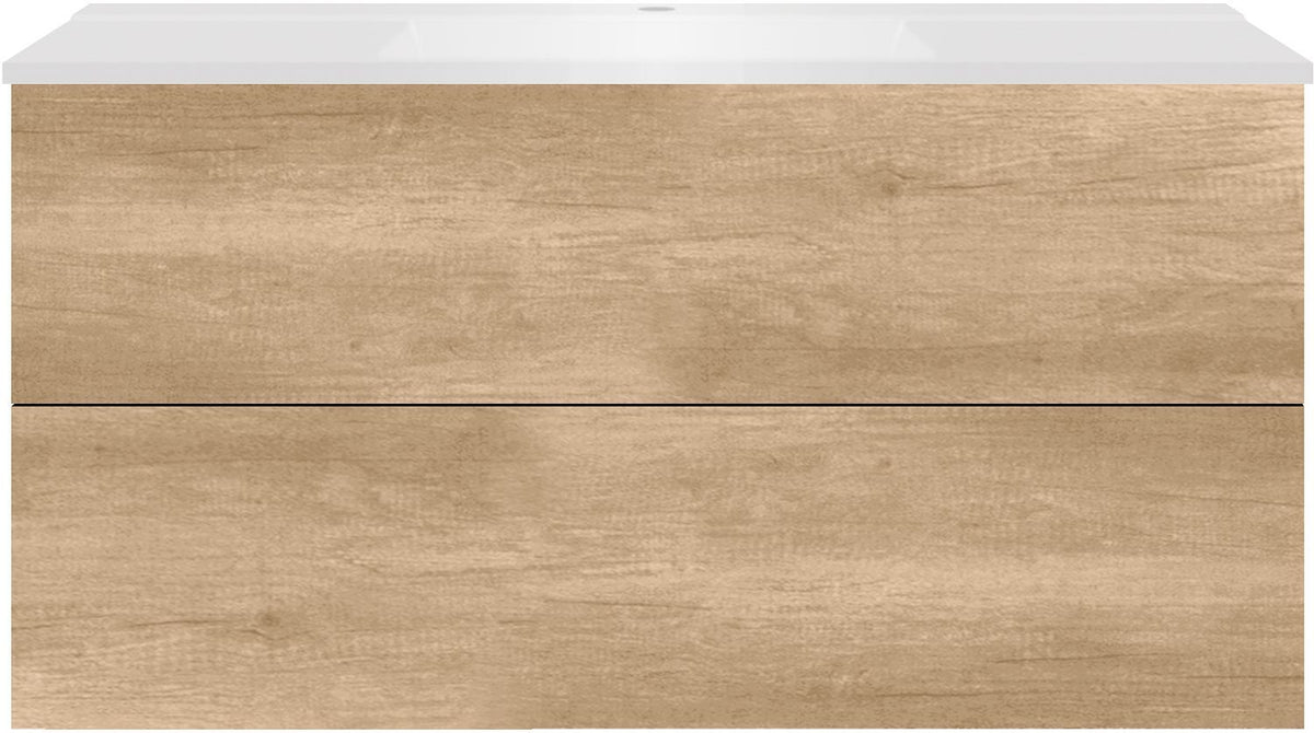 Onderbouw COFFEE 2 lades 120 eiken Decor kasjmier+wastafel wit