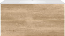 SOUS MEUBLE COFFEE 2 TIROIRS 120 CHENE DECOR CACHMIRE+LAVABO BLANC
