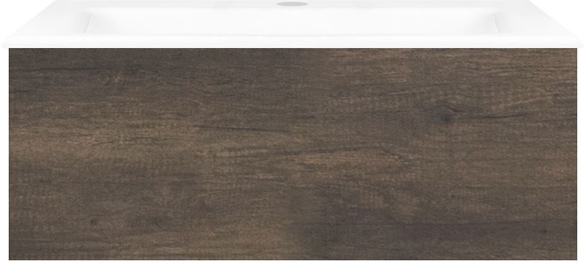 Onderbouw COFFEE 1 lade 80 kastanje Decor truffel +wastafel porselein wit