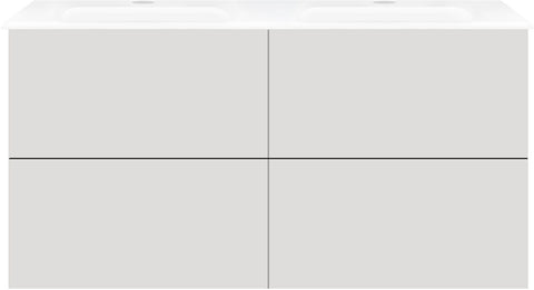 Onderbouw coffee 4 lades 120 duo velour grijs mat+wastafel porselein wit, badkamermeubelen — SKU DESCO-193012