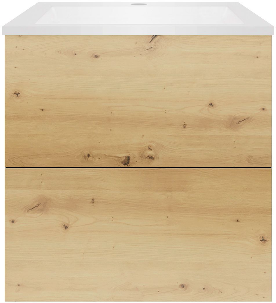 Onderbouw COFFEE 2 lades 60 eiken urban+wastafel kunstmarmer wit