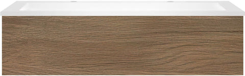 Onderbouw COFFEE 1 lade 120 eik caramel + wastafel 2 kraangaten kunstmarmer wit
