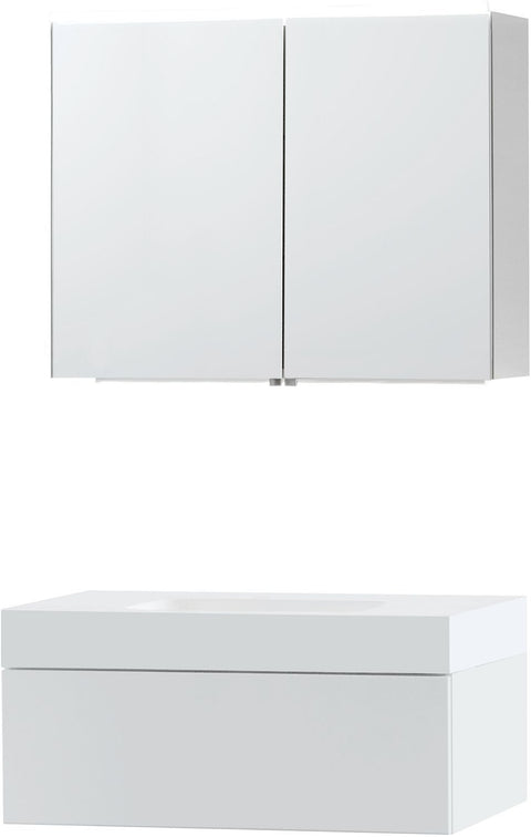 Meubel puro Solo wit 90 1 lade Solid puro spiegelkast, badkamermeubelen — SKU DESCO-703995