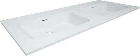 Tablet combo/molto/puro 160X50CM 2 lavabo Solid wit