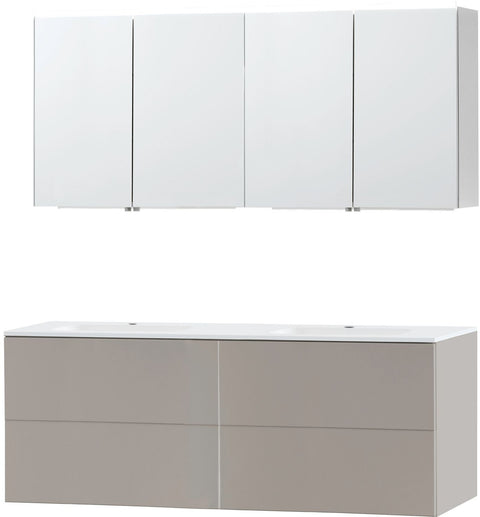 Meubel puro duo grijs 160 kunstmarmer spiegelkast, badkamermeubelen — SKU DESCO-702427