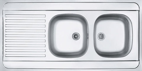 Opbouw spoeltafel man Franke 2 bakken+verlek 120X60 met afvoerset/verbindingset/sifon Rvs