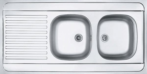 Opbouw spoeltafel man Franke 2 bakken+verlek 120X60 met afvoerset/verbindingset/sifon Rvs