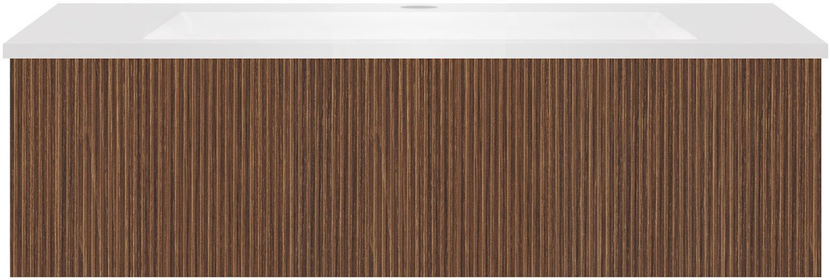 Onderbouw COFFEE 1 lade 100 notelaar Decor smartline+wastafel kunstmarmer mat wit