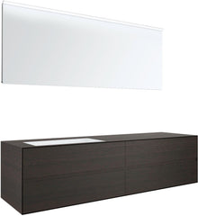 MEUBLE 4 TIROIRS+ LAVABO SOUS ENCASTRER GAUCHE TENSO 180CM SANS TROU ROBINET WENGE AVEC MIROIR