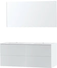 MEUBLE PURO DUO BLANC 140 MARBRE SYNTHETIQUE MIROIR