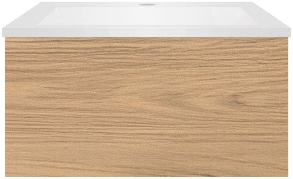 Onderbouw COFFEE 1 lade 60 eik klassiek+wastafel kunstmarmer wit