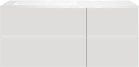 Onderbouw coffee 4 lades 140 fluweel grijs mat+wastafel links kunstmarmer mat wit, badkamermeubelen — SKU DESCO-192327