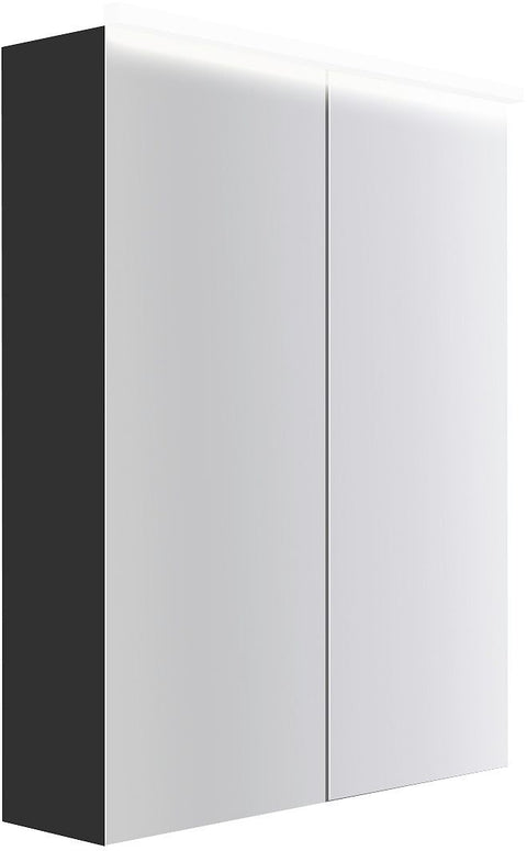 Spiegelkast Coffee 2 deuren 600mm 4250K grafiet zacht mat, badkamermeubelen — SKU DESCO-193044