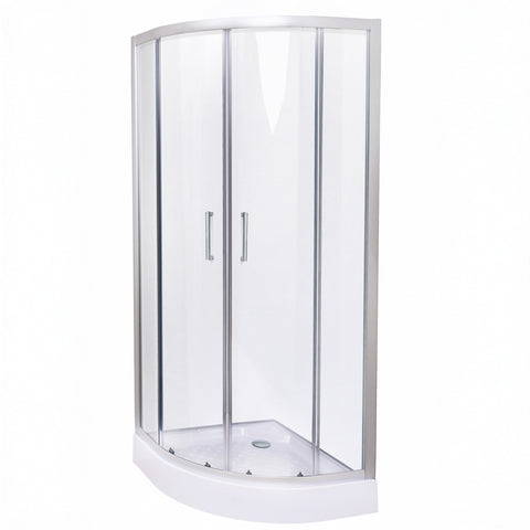 Belvit Douchecabine kwartrond met schuifdeur en douchebak 80x80x200cm - Helder, douchecabines — SKU MB-19451-22978, EAN 5404029102199