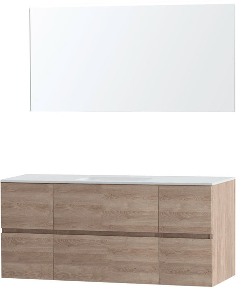 Meubel Molto eik natuur 140 1 lavabo Solid spiegel