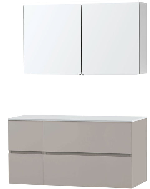 Meubel Molto poedergrijs 125 voor opbouwlavabo Solid spiegelkast