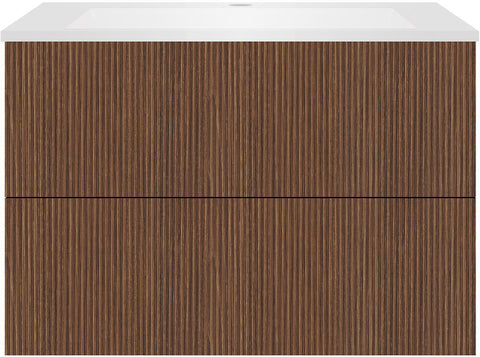 Onderbouw COFFEE 2 lades 90 notelaar smartline+wastafel kunstmarmer wit, badkamermeubelen — SKU DESCO-192177