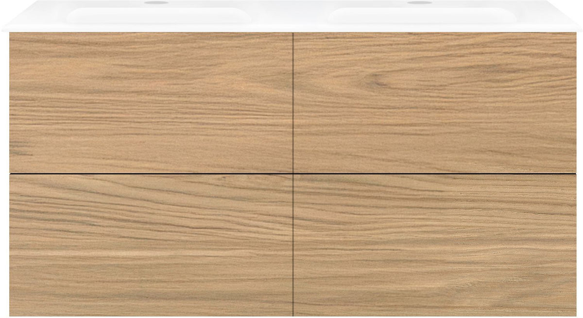 Onderbouw COFFEE 4 lades 120 duo eik klassiek+wastafel porselein wit