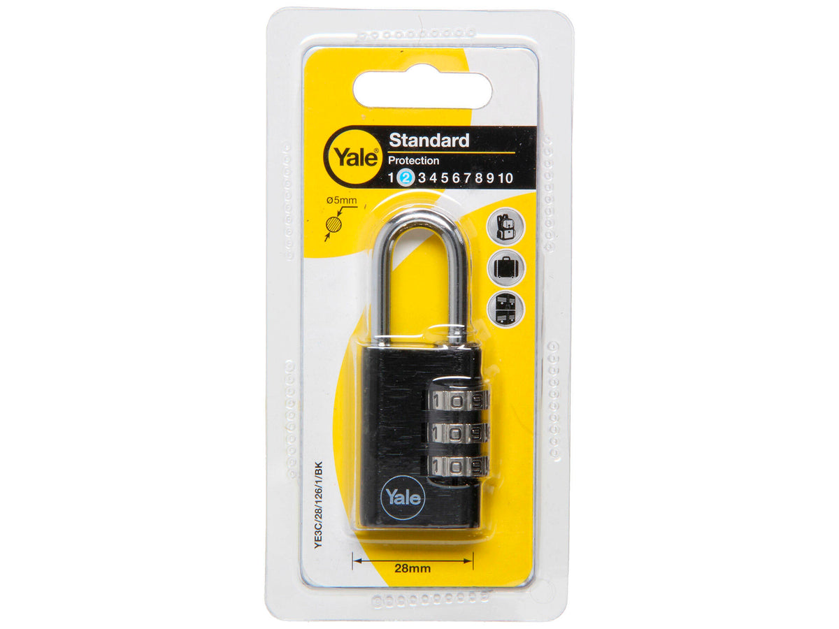 Yale cijferhangslot 28mm zwart