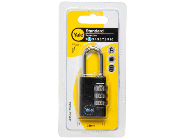 Yale cijferhangslot 28mm zwart