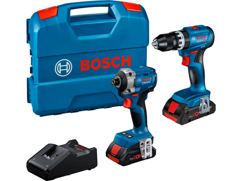 Bosch Professional combikit GDR 18V-215 accu slagmoersleutel 18V Li-Ion + GSB 18V-45 accu klopboorschroefmachine 18V Li-Ion + 2 accu's + lader
