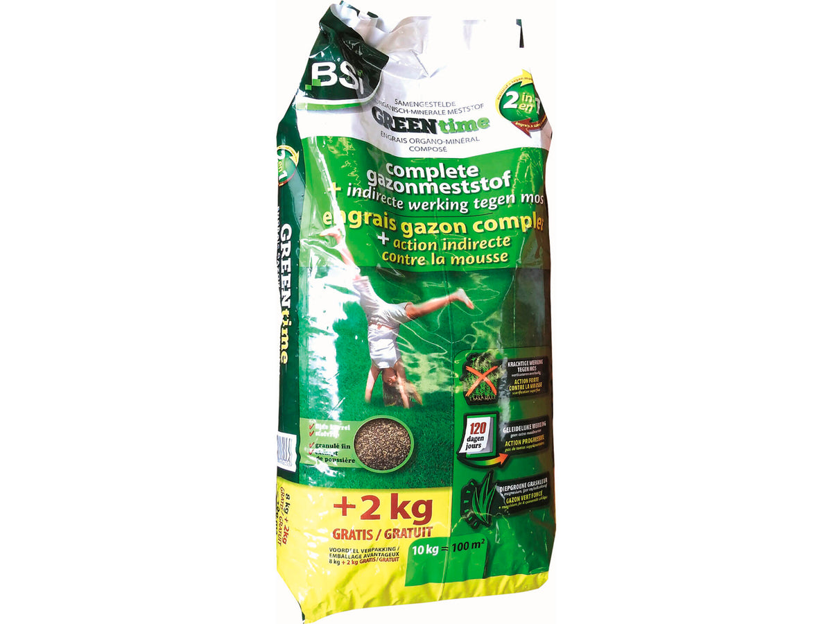 BSI compleet gazonmeststof tegen mos 8kg + 2kg gratis