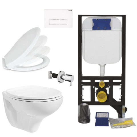 Creavit Hang Taharet wc set wit randloos met bidet softclose wc-zitting en inbouw inbouwelement spoelreservoir 3/6 L, wc-packs — SKU MB-19405-22932, EAN 5404029122272