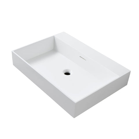 Opbouwwastafel 80 cm mineraalmarmer rechthoek zonder kraangat met overloop - Wit mat, handenwassers — SKU MB-19634-23161, EAN 5404029125006