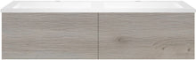 SOUS MEUBLE COFFEE 2 TIROIRS 120 CHENE ARGENT +DOUBLE LAVABO EN MARBRE SYNTHETIQUE BLANC MAT