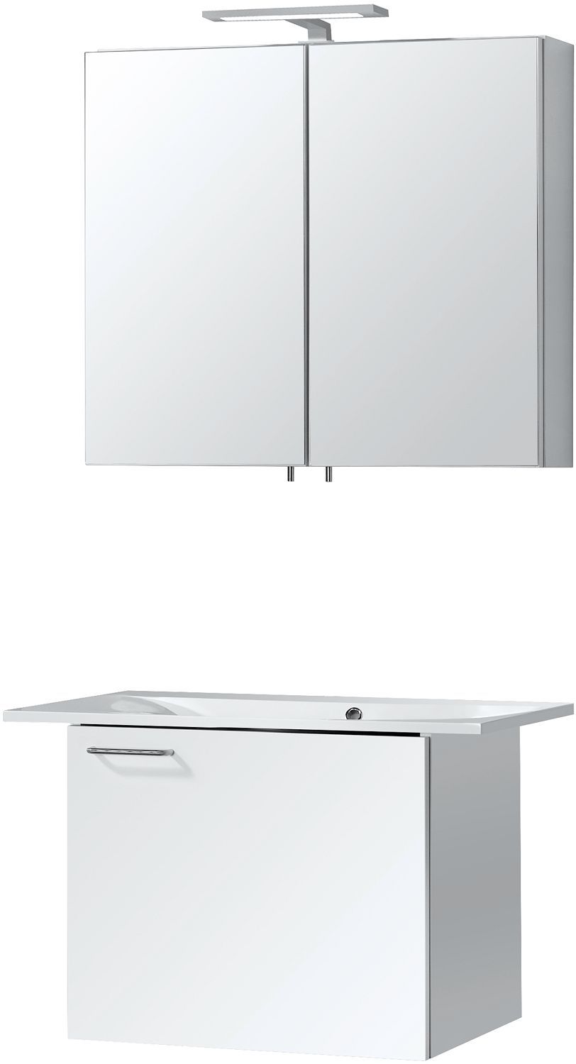 Meubel bizzy 80/60 met spiegelkast 80 met verlichting wit