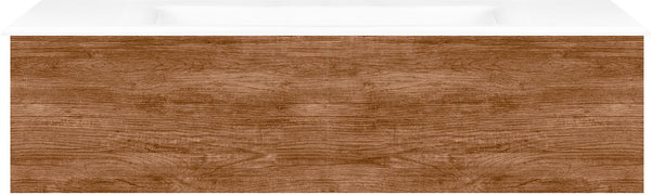 Onderbouw COFFEE 1 lade 120 teakhout Decor kaneel +wastafel porselein zonder kraangat wit